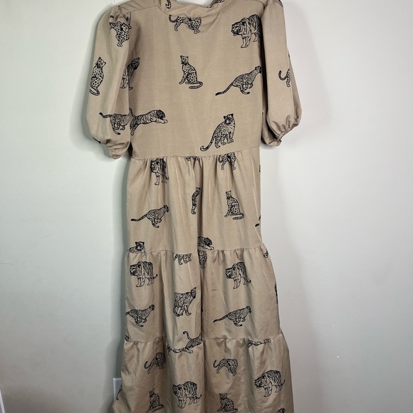 LONG CORTON DRESS WITH ANIMAL PRINT - Picture 2 of 2